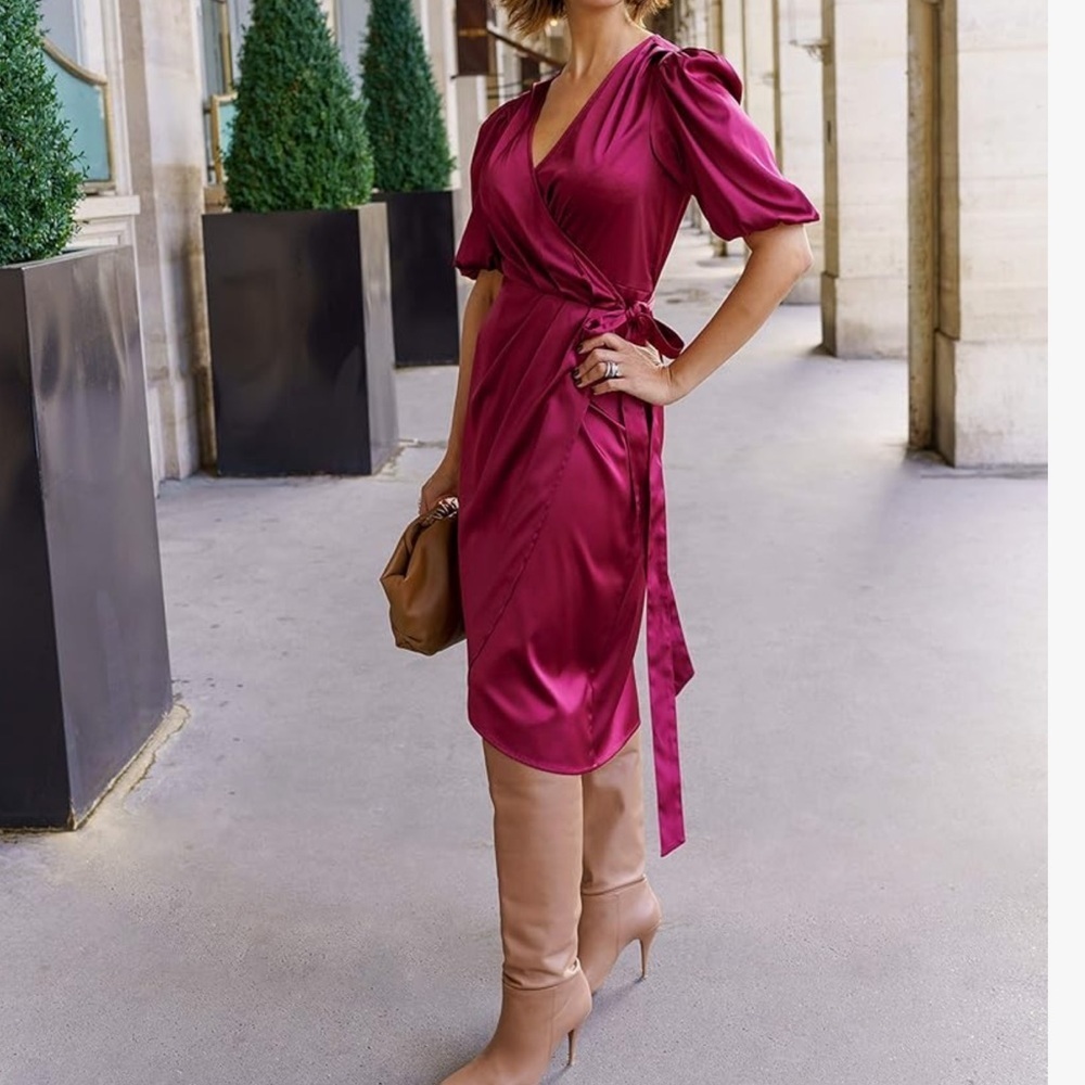 New satin wrap dress